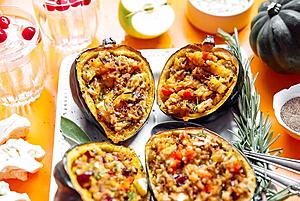 Vegan Stuffed Acorn Squash, a Perfect Thanksgiving Main