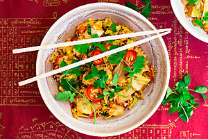 Korean-Style Fried Rice With Radish Kimchi & Cabbage by Wicked Kitchen