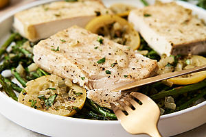 Vegan Lemon Butter “Halibut” and Asparagus