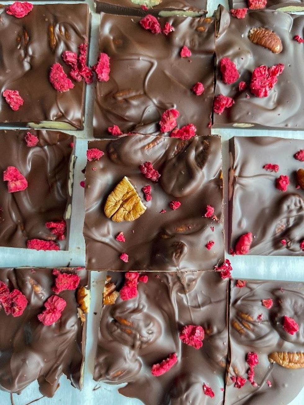 No-Bake, Four-Ingredient Pecan and Raspberry Vegan Chocolate Bark