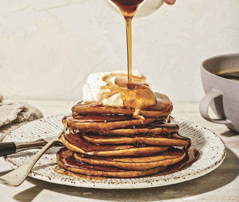 Vegan Pumpkin Pancakes with Homemade Maple Butter and Syrup