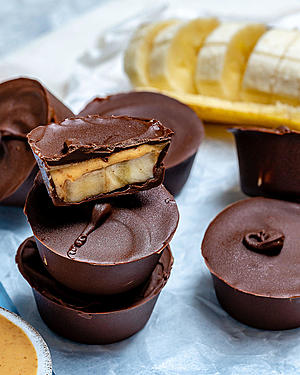 Peanut Butter Banana Cups Covered in Dark Chocolate