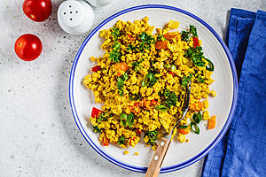 Tofu Scramble with Spinach and Sun-Dried Tomatoes