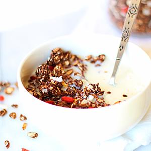 Chocolate Boost Granola with Cacao Powder and Rolled Oats