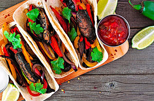 Roasted Butternut Squash, Spinach and Mushroom Fajitas