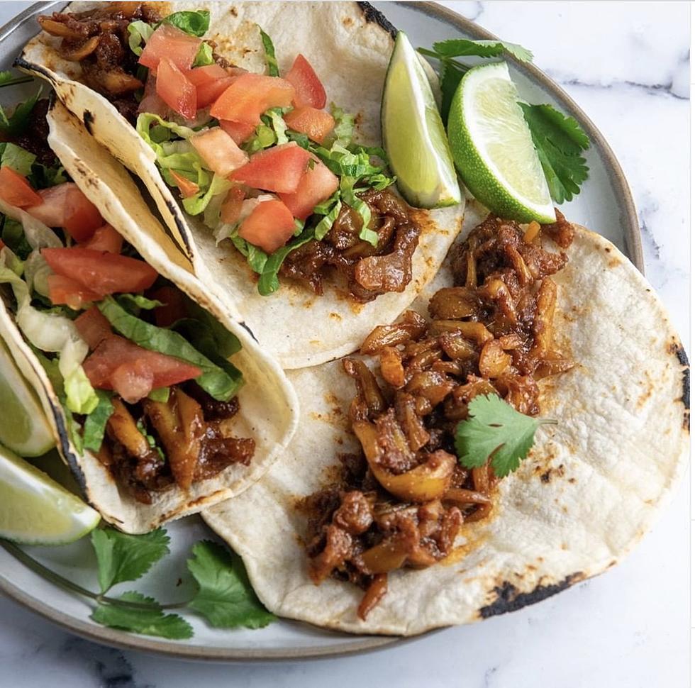 Crispy Jackfruit Tacos with Vegan Cheese and Cilantro